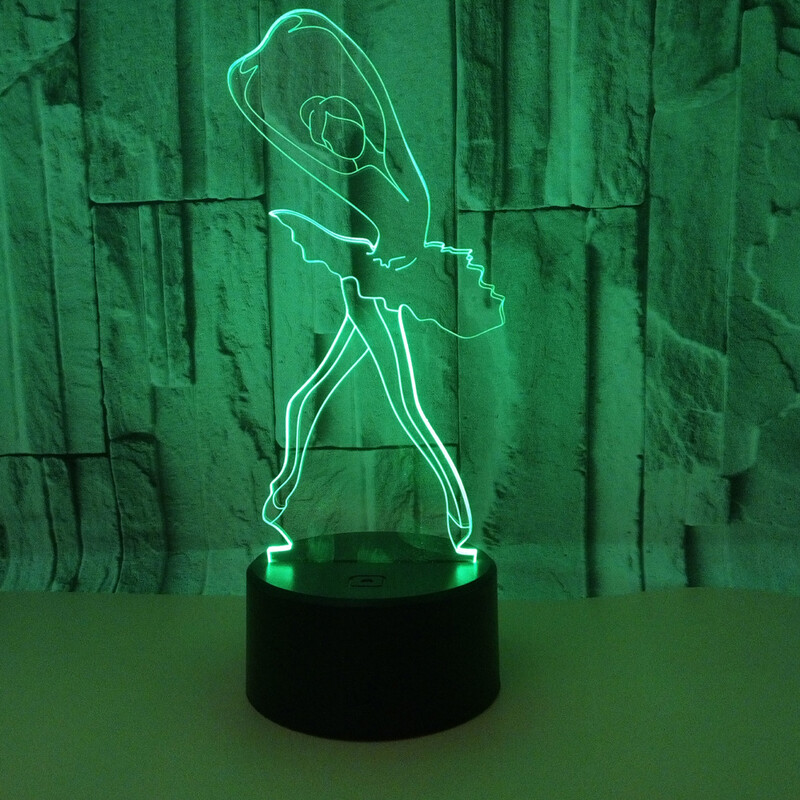 Väliskaubandus uus ballett 3D kolmemõõtmeline laualamp värviline puutetundlik 3D öövalgus 3D visuaalne kolmemõõtmeline laualamp