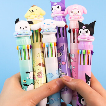 Sanrio Press Ten Color Στυλό Καρτούν Kawaii Kuromi Πολύχρωμο Students Gel στυλό Melody Sanrio Stationery Write Cute Pens