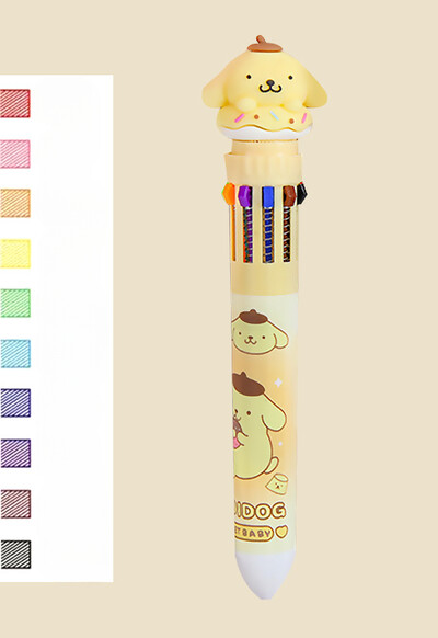 Sanrio Press Ten Color Tušinukai Cartoon Kawaii Kuromi Daugiaspalviai studentai Gel Pens Melody Sanrio Kanceliarinės prekės Rašykite mielus rašiklius