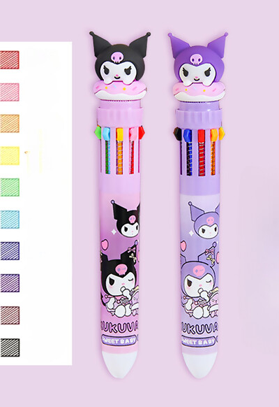 Sanrio Press Ten Color Στυλό Καρτούν Kawaii Kuromi Πολύχρωμο Students Gel στυλό Melody Sanrio Stationery Write Cute Pens