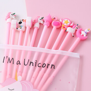 10 τμχ / Σετ Cute Gel στυλό Kawaii Random Pattern Unicorn Pony 0,5m Μαύρο Gel μελάνι Στυλό Σχολική επιστολή Προμηθευτές γραφείου Δώρα