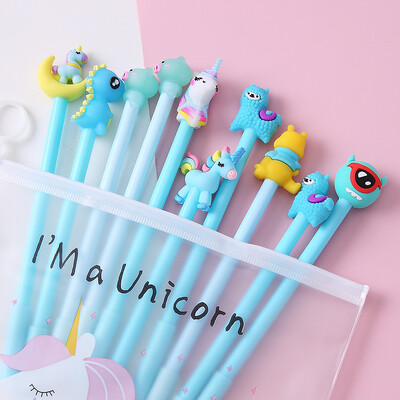 10 buc/set pix cu gel drăguț Kawaii cu model aleatoriu ponei unicorn 0,5 m stilou cu cerneală gel neagră Papetarie școlară Furnizori de birou Cadouri