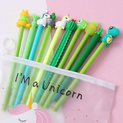 10 buc/set pix cu gel drăguț Kawaii cu model aleatoriu ponei unicorn 0,5 m stilou cu cerneală gel neagră Papetarie școlară Furnizori de birou Cadouri