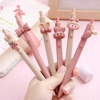 6 υπολογιστές Pink Cute Ballpoint Pen Kawaii Learn Stationery Test πίεσης Εξέταση Υπογραφή Σχολικά προμήθειες Αξεσουάρ γραφείου