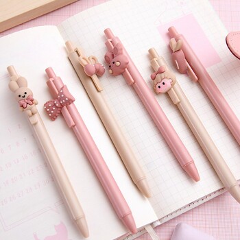 6 υπολογιστές Pink Cute Ballpoint Pen Kawaii Learn Stationery Test πίεσης Εξέταση Υπογραφή Σχολικά προμήθειες Αξεσουάρ γραφείου