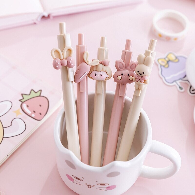 6 υπολογιστές Pink Cute Ballpoint Pen Kawaii Learn Stationery Test πίεσης Εξέταση Υπογραφή Σχολικά προμήθειες Αξεσουάρ γραφείου