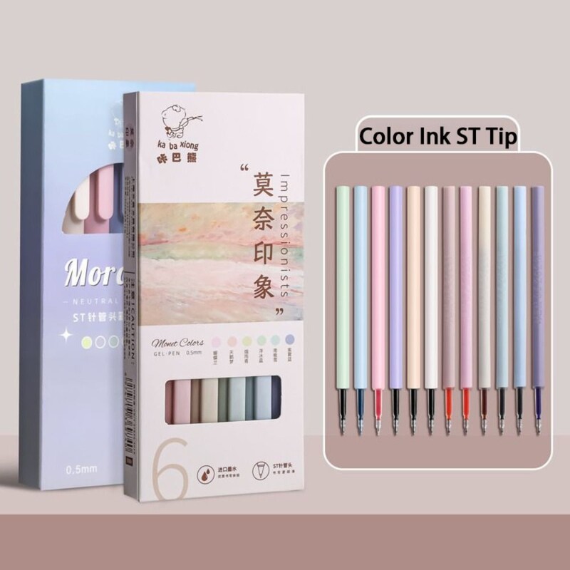 6 tk/komplekt Armas Morandi geelpliiatsikomplekt Retro 0,5 mm värvisignatuuriga pliiats, õpilaste kirjutustindiga pliiats Pastapliiats Kooli kontoritarbed