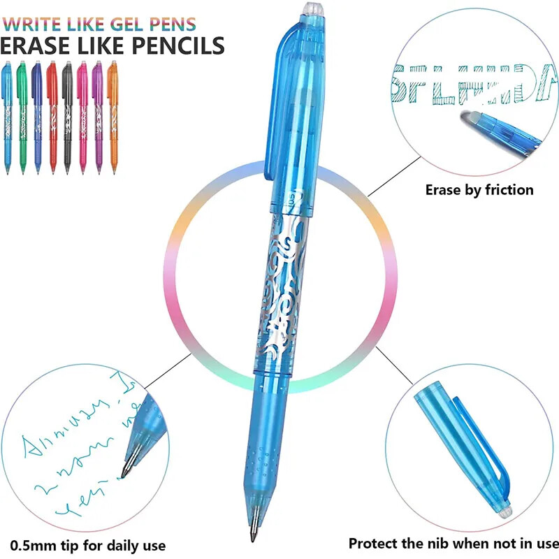 0,5 mm Изтриваема гел химикалка Kawaii Цветни химикалки с гума за студентско писане Творчески инструменти за рисуване Ученически пособия Канцеларски материали