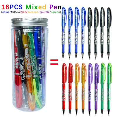 16 vnt Magic Erasable Gel Pens Creativity Bottle Trinami studentų neutralūs rašikliai 0,5 mm 6 spalvų Studentų biuro mokyklos raštinės reikmenys