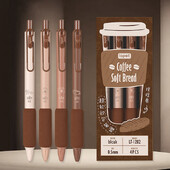 4 τεμάχια/συσκευασία Coffee Series 0,5mm Σετ στυλό gel Soft Touch Stationery Stationery Black Refill Στυλό γραφής για σχολικά είδη γραφείου