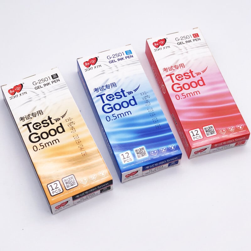 12 buc/set ZHIXIN, 3 culori, pix cu gel pentru test, pixuri cu cerneală gel, negru, roșu, albastru, de mare capacitate, 0,5 mm, rechizite școlare de birou G-2501 4,8