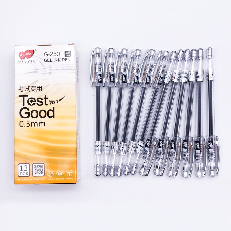 12 buc/set ZHIXIN, 3 culori, pix cu gel pentru test, pixuri cu cerneală gel, negru, roșu, albastru, de mare capacitate, 0,5 mm, rechizite școlare de birou G-2501 4,8