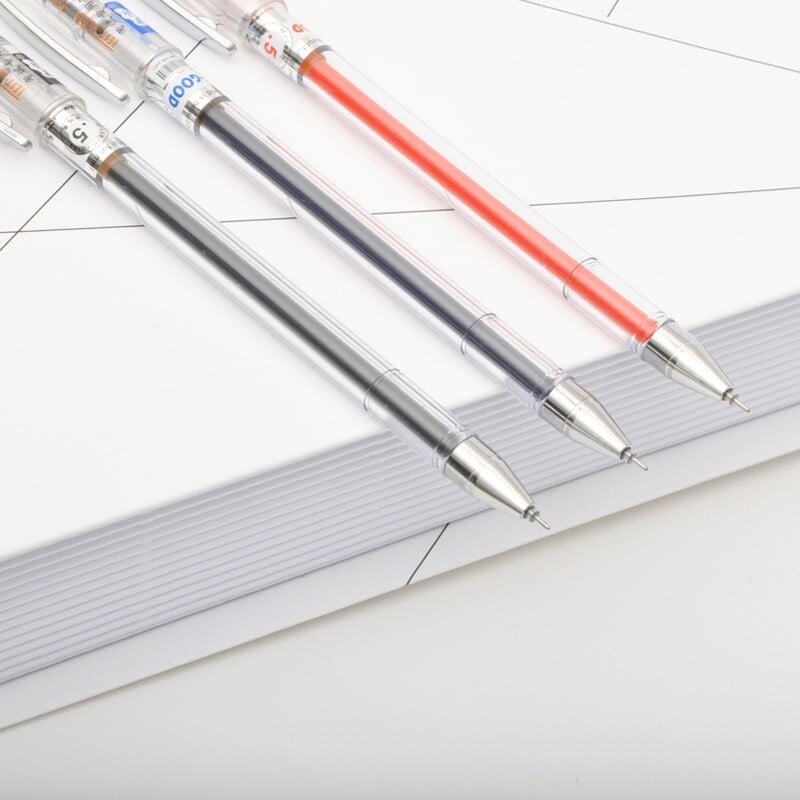 12 buc/set ZHIXIN, 3 culori, pix cu gel pentru test, pixuri cu cerneală gel, negru, roșu, albastru, de mare capacitate, 0,5 mm, rechizite școlare de birou G-2501 4,8