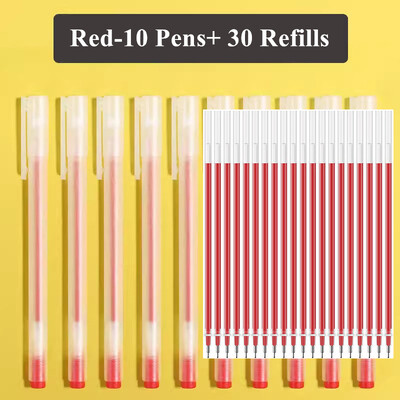 10 στυλό τζελ + 30 ανταλλακτικά ιαπωνικά χαρτικά διαφανή 0 5 χιλιοστά Μαύρο μπλε κόκκινο στυλό γραφείου Σχολικά προμήθειες γραφής για μαθητές