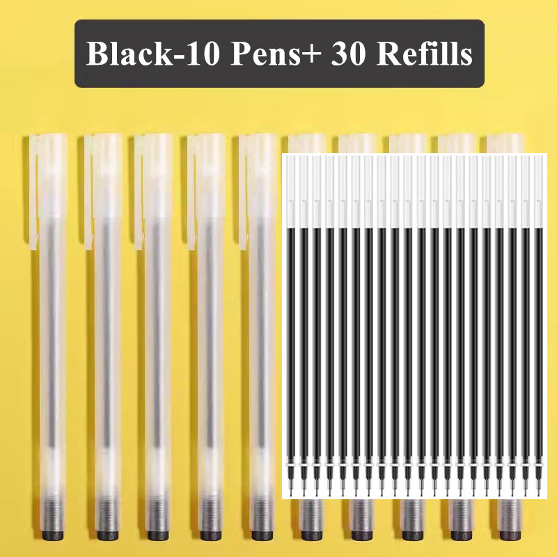 10 στυλό τζελ + 30 ανταλλακτικά ιαπωνικά χαρτικά διαφανή 0 5 χιλιοστά Μαύρο μπλε κόκκινο στυλό γραφείου Σχολικά προμήθειες γραφής για μαθητές
