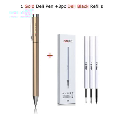 Pix pentru semne metalice Deli Pixuri Gel auriu/argintiu 0,5 mm Rezerve PREMEC Smooth Refill MiKuni Japan Ink Black School Mi Pen