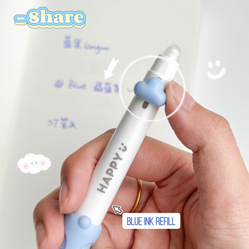 3 bucăți/set pix de buzunar șters, 0,5 mm, stilou albastru de reîncărcare cu cerneală cu gel pentru student, stilou de scris la atingere moale, stilou drăguț cu gel, stilou neutru cu punct ST