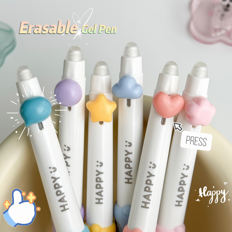 3 bucăți/set pix de buzunar șters, 0,5 mm, stilou albastru de reîncărcare cu cerneală cu gel pentru student, stilou de scris la atingere moale, stilou drăguț cu gel, stilou neutru cu punct ST