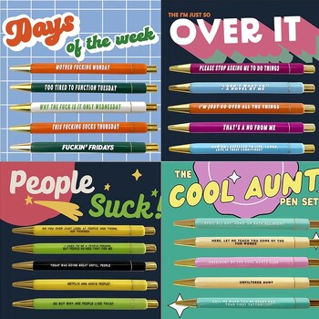 Reminder Daily Mantra Pens, Daily Reminders Pens, Swear Word Daily Pens, Funny Weekly Pens, Motivational Pens