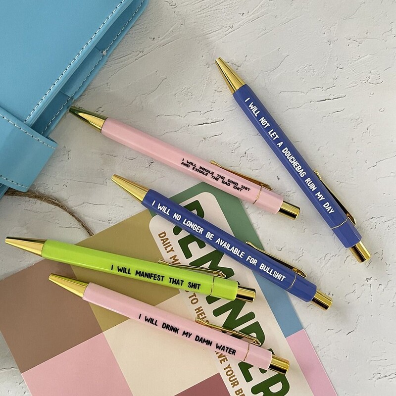 Olovke za dnevne mantre s podsjetnicima, olovke za dnevne podsjetnike, set dnevnih olovki za psovke, smiješne tjedne olovke, motivacijske olovke