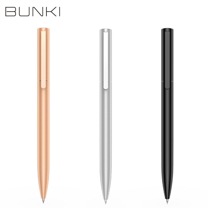 BUNKI-metallist märgipliiats, pastapliiats, allkirjapliiats, 0,5 mm geel PREMEC, sile Šveitsi täitmine, must tint, kontor, kool, kirjutuspliiats, BK0100