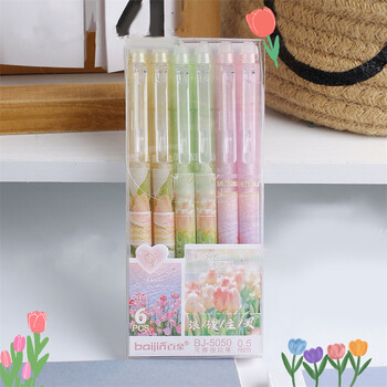 6Pcs Fashion Cute Erasable Gel στυλό Creative Erasable Pressing Pens Romantic Signature Pens Cute Pens Writing Tools Office School