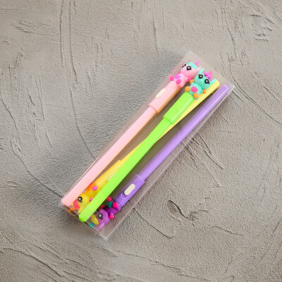 4Pcs/Set Slatka svjetleća gel olovka Dopisnica Slatki kawaii zec Poni Jednorog Medvjed Svjetleće olovke Školski uredski pribor 0,5 mm crna tinta