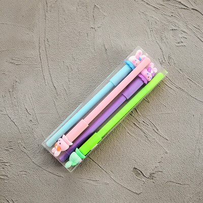 4Pcs/Set Slatka svjetleća gel olovka Dopisnica Slatki kawaii zec Poni Jednorog Medvjed Svjetleće olovke Školski uredski pribor 0,5 mm crna tinta