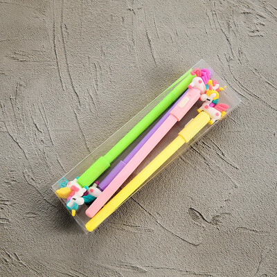 4Pcs/Set Slatka svjetleća gel olovka Dopisnica Slatki kawaii zec Poni Jednorog Medvjed Svjetleće olovke Školski uredski pribor 0,5 mm crna tinta