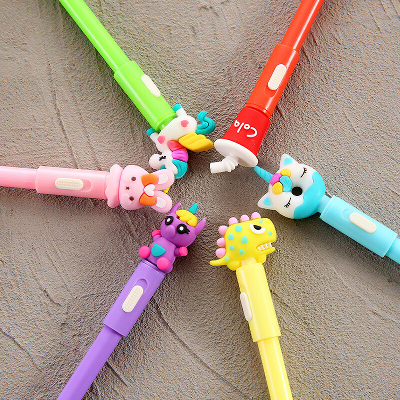 4Pcs/Set Slatka svjetleća gel olovka Dopisnica Slatki kawaii zec Poni Jednorog Medvjed Svjetleće olovke Školski uredski pribor 0,5 mm crna tinta