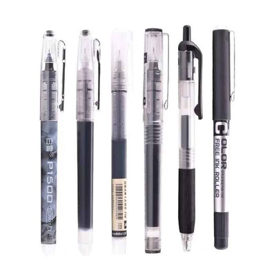 6/7tk/komplekt 0,5mm rullpliiats must/punane/sinine värviline tint Straight Vedel Rollerball Geelpliiats kooli kontoritarvete jaoks Kawaii