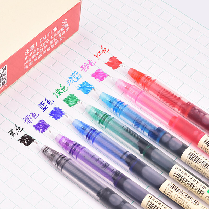6/7tk/komplekt 0,5mm rullpliiats must/punane/sinine värviline tint Straight Vedel Rollerball Geelpliiats kooli kontoritarvete jaoks Kawaii