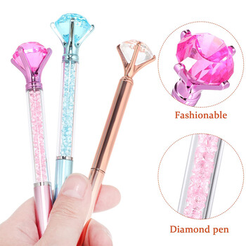 6 τεμ Diamond Metal Pens Στυλό Ballpoint with Diamonds Metal Crystal Pens Black Ink Diamond στυλό