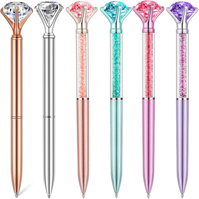 6 τεμ Diamond Metal Pens Στυλό Ballpoint with Diamonds Metal Crystal Pens Black Ink Diamond στυλό