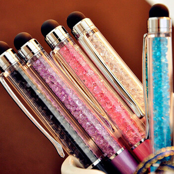 5 τμχ/παρτίδα Cute Crystal Pen Diamond Pens Ballpoint Stationery Ballpen 2 σε 1 Crystal Stylus Pen Touch Pen