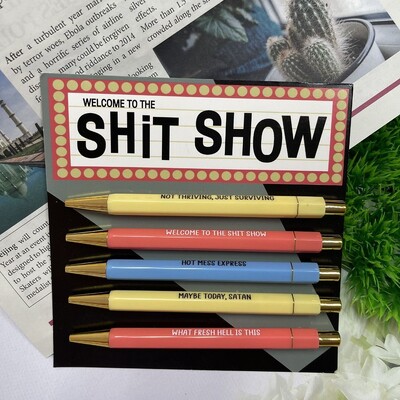 Solvav pliiats MAMA Pen Festival Push Type Plastic Work Sucks Pen Funny Kirjatarbed Klienditeenindus Pliiatsid School