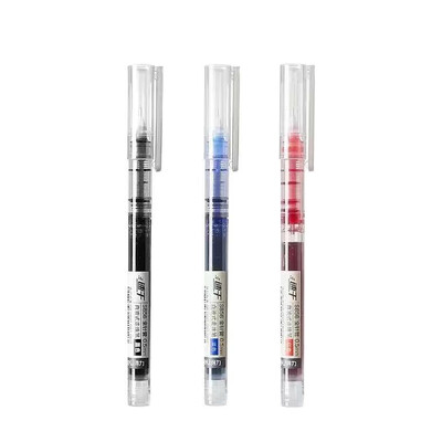 Deli 3pcs Black Blue Red Ink Straight-liquid Ballpoint Pen Gel Pen Signing Pen School Student Supplies Stationery Office Pen