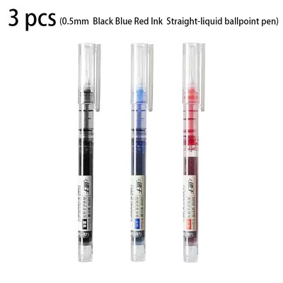 Deli 3 ks Čierna Modrá Červená Atramentová Priamočiara Tekutá Guľôčková Pera Gélové Pero Podpisovacie Pero Školské Študentské Pomôcky Kancelárske Pero