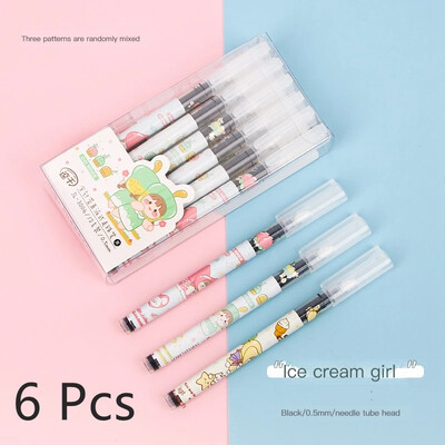 Pix cu gel pentru fete drăguțe, 0,5 mm, uscare rapidă, negru, drept, lichid, semnătură Kawaii, pixuri, pisici, pentru studenți, școală, examen, scris, articole de papetărie