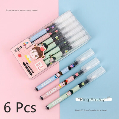 Pix cu gel pentru fete drăguțe, 0,5 mm, uscare rapidă, negru, drept, lichid, semnătură Kawaii, pixuri, pisici, pentru studenți, școală, examen, scris, articole de papetărie