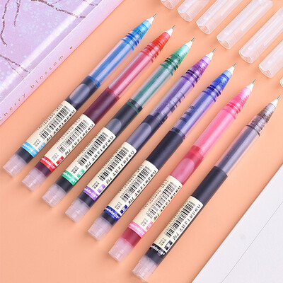 6/7 Pcs Large Capacity Gel Pen Set Rollerball Pens 0.5mm Quick-Drying Straight Liquid Pen for School Office Writing Stationery