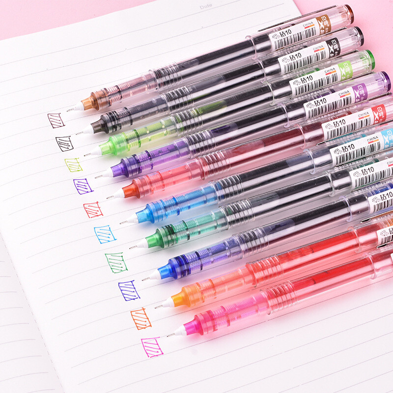 6/7 бр. Комплект гел химикалки с голям капацитет Ролерни химикалки 0,5 mm Бързосъхнеща права течна химикалка за канцеларски материали за училищен офис