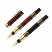 Must punast värvi kuldne nikerdatud mahagonist ärikontori rullpallipliiatsi koolitarbed