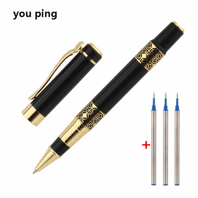 Must punast värvi kuldne nikerdatud mahagonist ärikontori rullpallipliiatsi koolitarbed