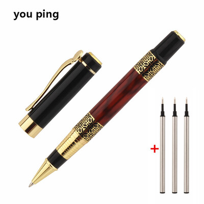 Must punast värvi kuldne nikerdatud mahagonist ärikontori rullpallipliiatsi koolitarbed