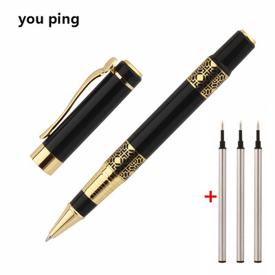 Must punast värvi kuldne nikerdatud mahagonist ärikontori rullpallipliiatsi koolitarbed