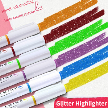 4 χρώματα/κουτί Kawaii Glitter Highlighter Παστέλ Fine Pastel Highlighter Marker Λεύκωμα Ζωγραφισμένα Γραφικά Σχολικά Προμήθειες