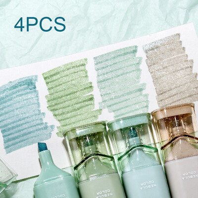 4tk Säravate värvidega läikivate pliiatsite komplekt Bling Sädelev Highlighter Marker 4mm Pintsel joonistamiseks Maaliks Kunstikool Metallic Glitter