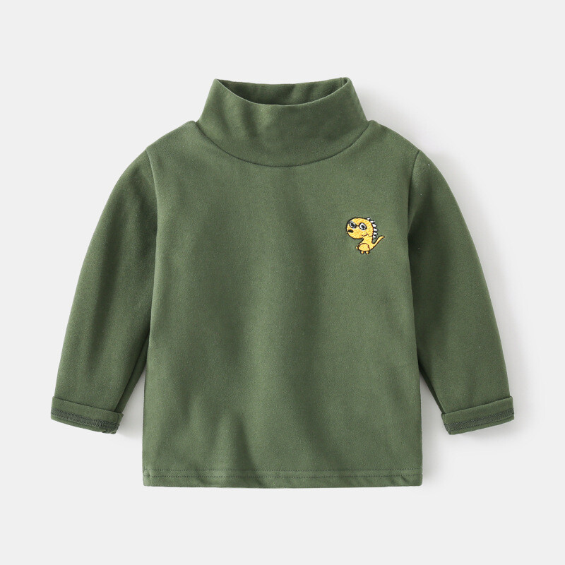 Bērnu apakškrekls rudens un ziemas mazulis vācu samta augsta apkakle garām piedurknēm zēniem izšūti treknrakstā T-kreklu topi vairumtirdzniecība moderni