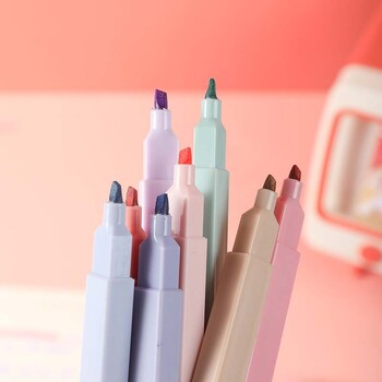 12 τεμ./Σετ Διπλό Μαρκαδόρο Highlighter Kawaii Manga Markers Midliner Pastel Gel Set Stationery Journal Σχολικά προμήθειες γραφείου